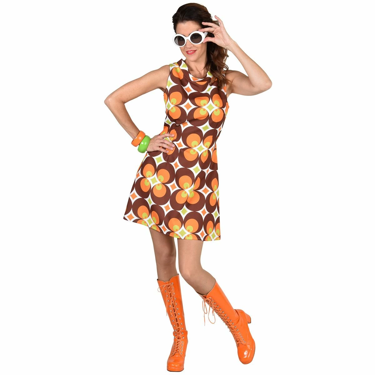 Sixties Jurkje Oranje/Bruin 1 Sixties Jurkje Oranje/Bruin