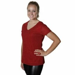 Glitter Top V-Hals Rood