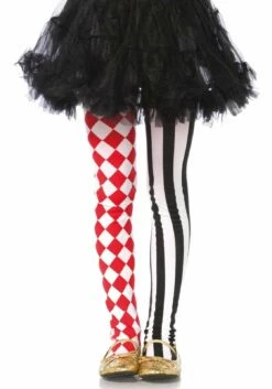 Harlekijn Panty Kinderen Rood-zwart