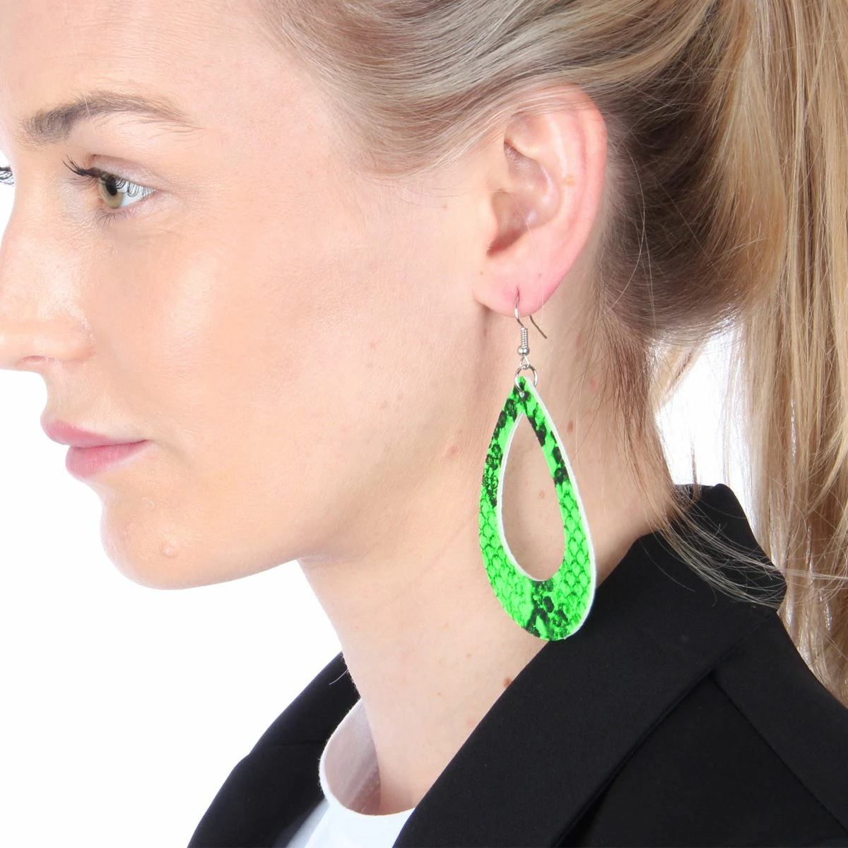 Neon Oorbellen Print Groen 3 Neon Oorbellen Print Groen - Afbeelding 3