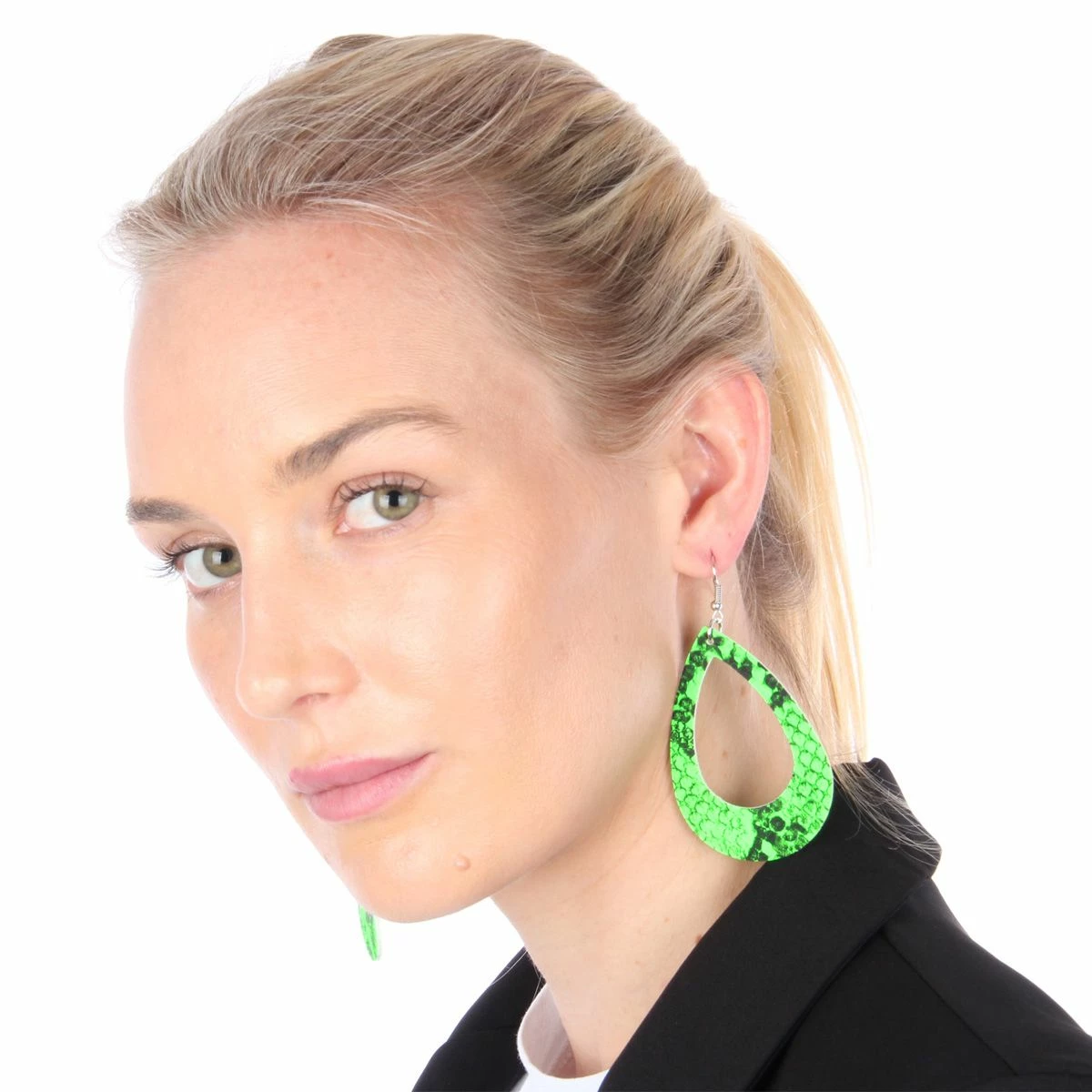 Neon Oorbellen Print Groen 4 Neon Oorbellen Print Groen - Afbeelding 4