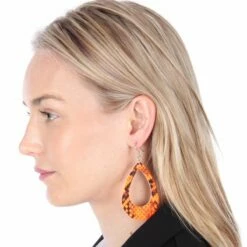 Neon Oorbellen Print Oranje -FiestaMágica Ventas oorbel neon kroko oranje 3 gr